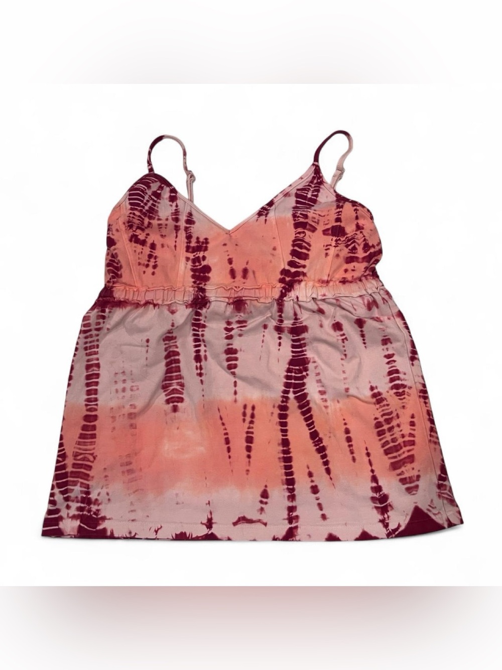 Avani tie-dye babydoll style Pink & Maroon tank top - Medium